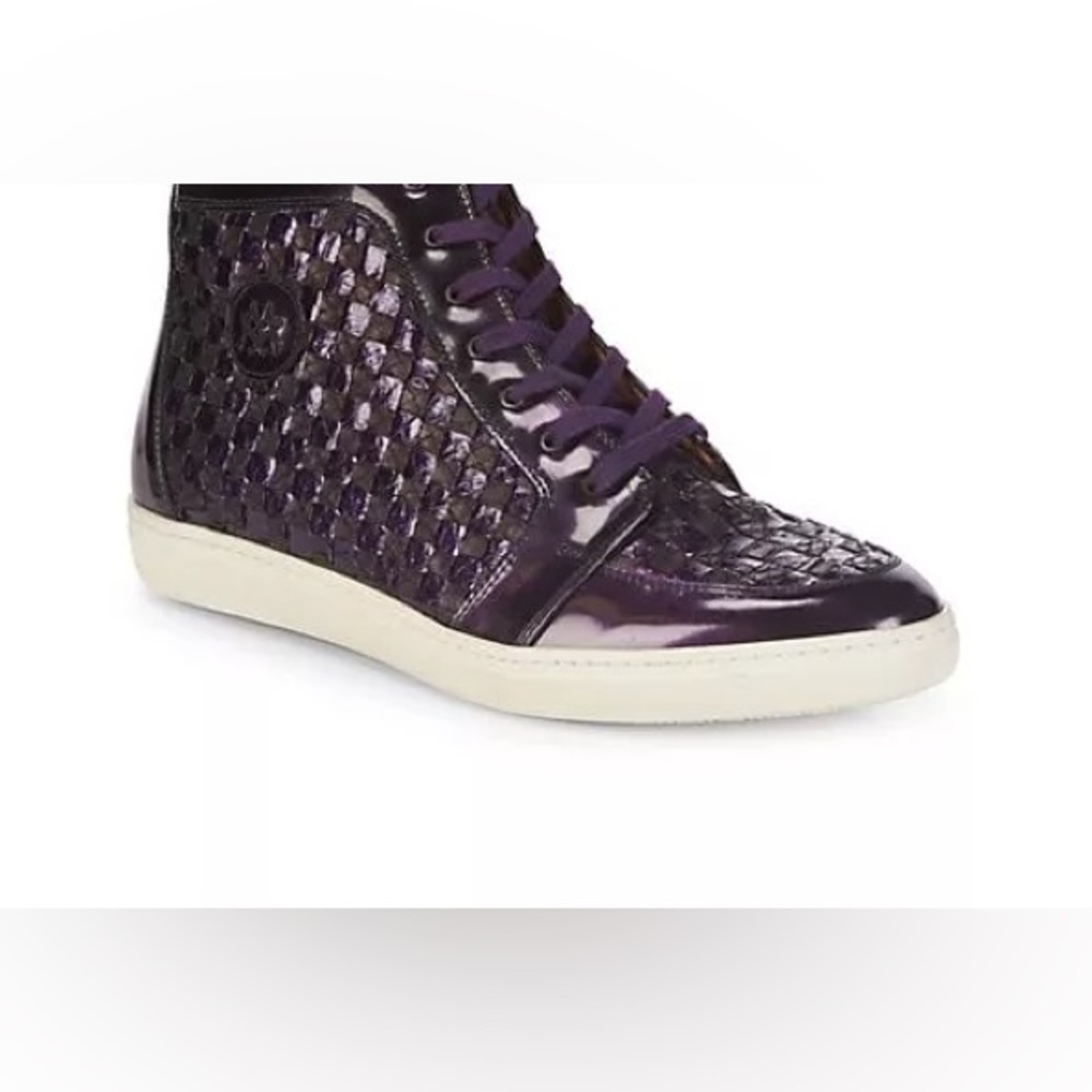Mezlan "Colonia" Purple/Brown Woven Snakeskin w/Calf Leather Hi-Top Sneakers